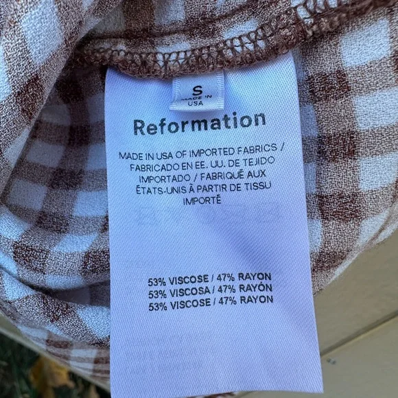Reformation Kalila  Brown and White Checkered Top - Picture 9 of 9